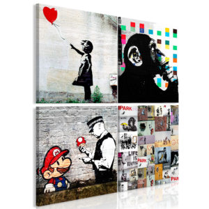 Quadro - Banksy Collage (4 Parts)-1