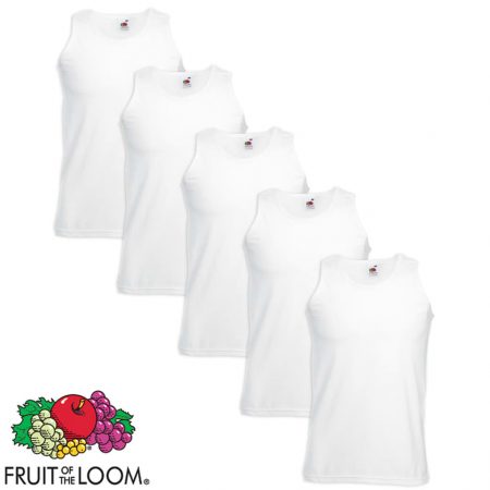 Fruit of the Loom 5 Canottiere Sportive Valueweight Cotone Bianche L