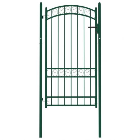 Cancello per Recinzione ad Arco in Acciaio 100x175 cm Verde