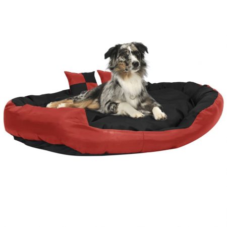 Cuscino per Cani Reversibile Lavabile Nero e Rosso 150x120x25cm