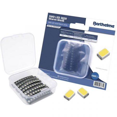 Barthelme Kit LED SMD 3020 Bianco caldo 3000 mcd 120 ° 20 mA 3 V 100 pz. Bulk