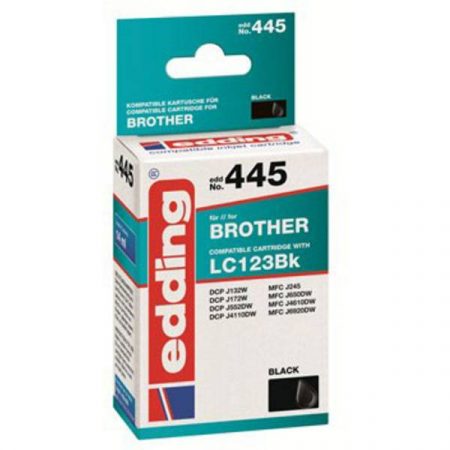 Cartuccia dinchiostro Edding Compatibile sostituisce Brother LC123BK Singolo Nero EDD-445 18-445