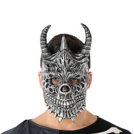 Maschera Halloween Demonio Scheletro Grigio (20 X 33 cm)