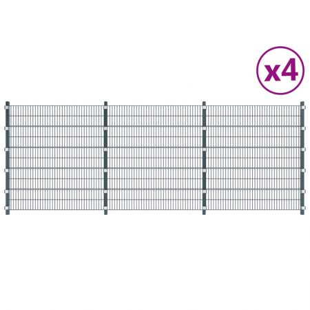 Pannelli di Recinzione 4 pz Ferro 6x2 m 24m (Totale) Antracite
