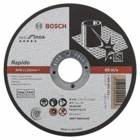 Bosch Accessories 2608602221 2608602221 Disco di taglio dritto 125 mm 22.23 mm 1 pz.