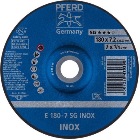 PFERD 62217632 Sg Inox Disco di sgrossatura con centro depresso 180 mm 22.23 mm 10 pz.