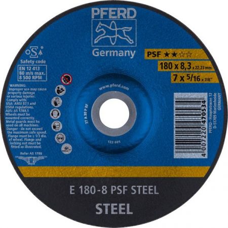 PFERD 62017834 Psf Steel Disco di sgrossatura con centro depresso 180 mm 22.23 mm 10 pz.