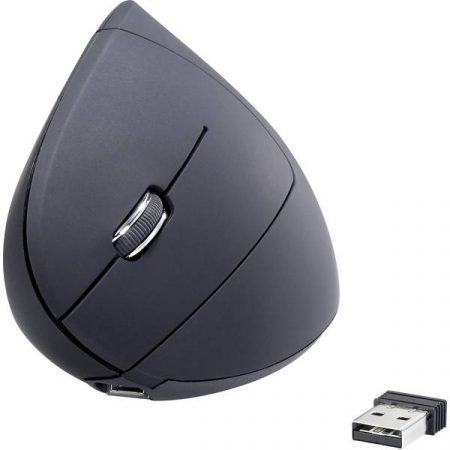 Renkforce RF-WM-321 Mouse ergonomico wireless Senza fili (radio) Ottico Nero 5 Tasti 1600 dpi