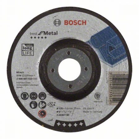 Bosch Accessories 2608603533 Disco di sgrossatura con centro depresso 125 mm 22.23 mm 1 pz.