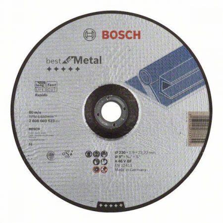 Bosch Accessories 2608603523 2608603523 Disco da taglio con centro depresso 230 mm 22.23 mm 1 pz.