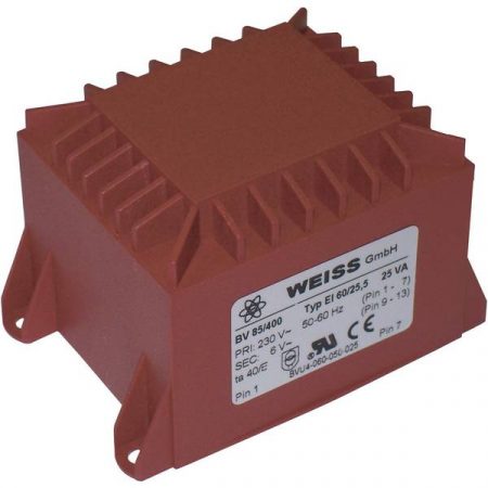 Weiss Elektrotechnik 85/409 Trasformatore per PCB 1 x 230 V 2 x 15 V/AC 25 VA 833 mA