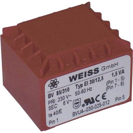Weiss Elektrotechnik 85/315 Trasformatore per PCB 1 x 230 V 1 x 24 V/AC 1.50 VA 63 mA