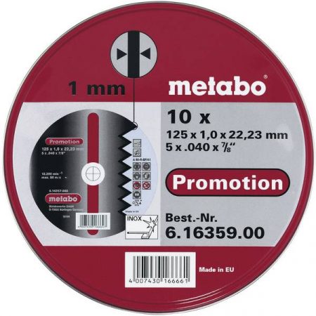 Metabo 616359000 Disco di taglio dritto 125 mm 22.23 mm 10 pz.