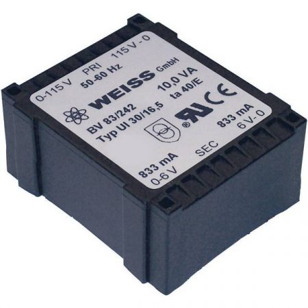 Weiss Elektrotechnik 83/248 Trasformatore per PCB 1 x 230 V 2 x 21 V/AC 10 VA 238 mA