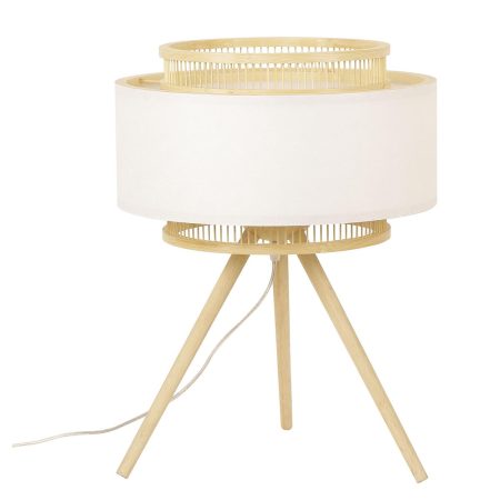 Lampada da tavolo DKD Home Decor Marrone Poliestere Bianco Bambù (36 x 36 x 48 cm) Made in Italy Global Shipping
