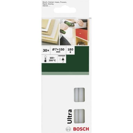 Bosch Accessories Stick colla a caldo 7 mm 150 mm Trasparente (lattiginoso) 180 g 30 pz.
