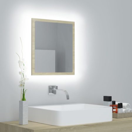 Specchio da Bagno LED Rovere Sonoma 40x8