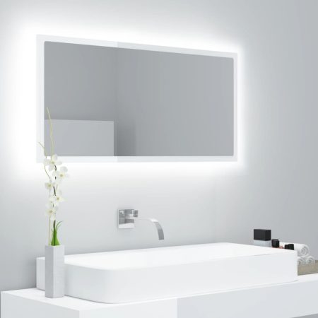 Specchio da Bagno LED Bianco Lucido 90x8