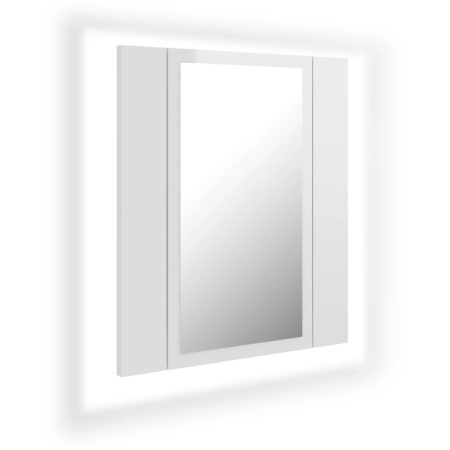 Armadietto a Specchio con Luci LED Bianco Lucido 40x12x45 cm