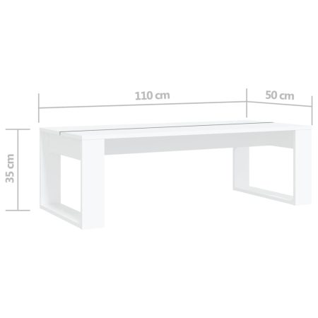 Tavolino da Salotto Bianco 110x50x35 cm in Truciolato