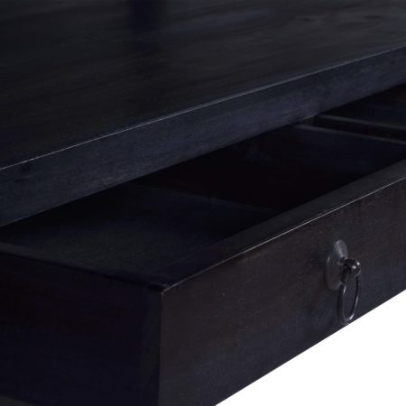 Tavolino Salotto Nero 90x50x40 cm in Legno Massello di Mogano