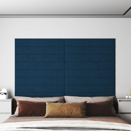 Pannelli Murali 12 pz Blu 90x15 cm Velluto 1