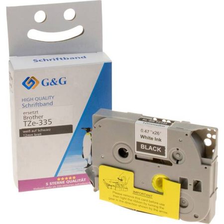 Cassetta nastro G&G 15558 Compatibile sostituisce Brother TZe-335 Colore Nastro: Nero Colore carattere: Bianco 12 mm 8