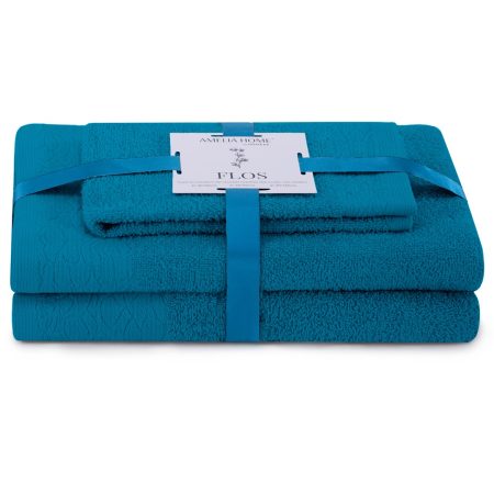 Asciugamano FLOS colore blu stile classico 30x50+50x90+70x130 ameliahome