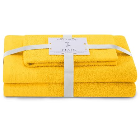 Asciugamano FLOS colore giallo stile classico 30x50+50x90+70x130 ameliahome