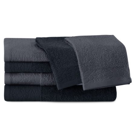 Asciugamano FLOS colore nero stile classico 2*30x50+2*50x90+2*70x130 ameliahome