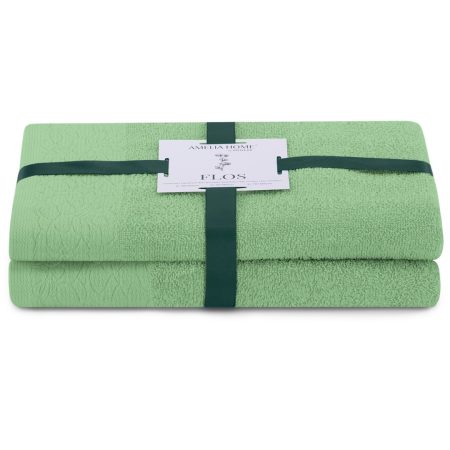 Asciugamano FLOS colore verde stile classico 50x90+70x130 ameliahome