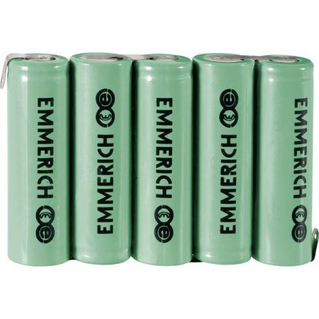 Pacco batteria 5x Stilo (AA) Emmerich 5AA-ZLF linguette a saldare a Z NiMH 6 V 1500 mAh