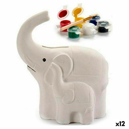 Salvadanaio Elefante Ceramica Bianco (8