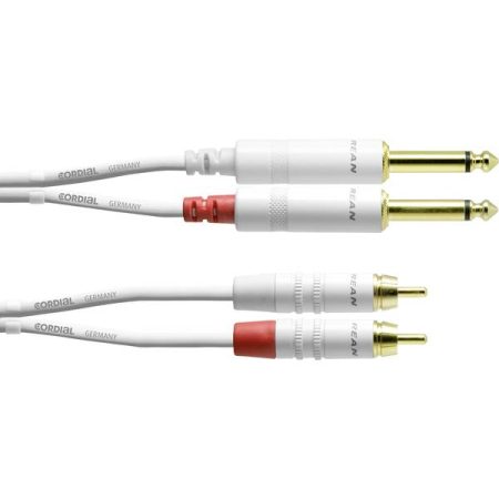Cordial Audio Cavo adattatore [2x Spina jack da 6.3 mm - 2x Spina RCA] 1.50 m Bianco