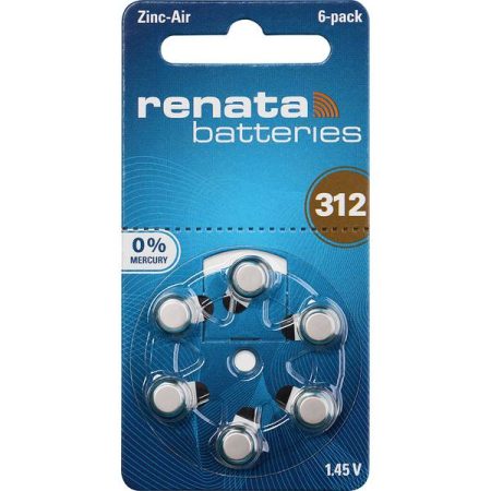 Renata Hearing Aid PR41 Batteria a bottone ZA 312 Zinco-aria 165 mAh 1.4 V 6 pz.