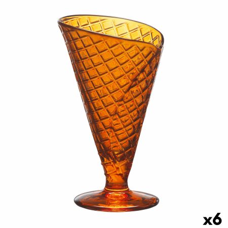 Coppa per Gelati e Frullati Gelato Arancio Vetro 210 ml (6 Unità)