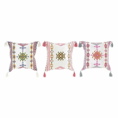 Cuscino DKD Home Decor 8424001817528 Multicolore Arabo 40 x 10 x 40 cm Frange (3 Pezzi) Made in Italy Global Shipping