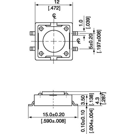 Diptronics DTSM-21N-V-B Pulsante 12 V/DC 0.05 A 1x Off / (On) Momentaneo (L x L x A) 12 x 12 x 4.3 mm 1 pz.