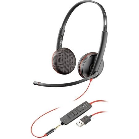 Plantronics Blackwire C3225 binaural Telefono Cuffie On Ear via cavo Stereo Nero Riduzione del rumore del microfono