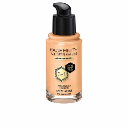 Base Cremosa per il Trucco Max Factor Face Finity All Day Flawless 3 in 1 Spf 20 Nº W62 Warm beige 30 ml
