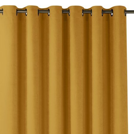 Tenda  MILANA colore  senape stile classico giallo occhielli di metallo d'oro ciniglia 140x175 homede