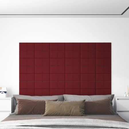 Pannelli Murali 12 pz Rosso Vino 30x15 cm Tessuto 0