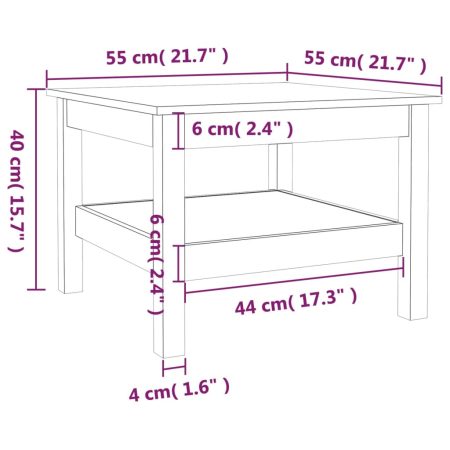 Tavolino da Salotto Miele 55x55x40 cm Legno Massello di Pino