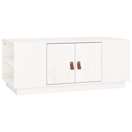 Tavolino da Salotto Bianco 100x50x41 cm Legno Massello di Pino
