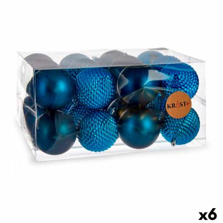 Set di palline di Natale Azzurro Plastica Ø 8 cm (6 Unità) Made in Italy Global Shipping