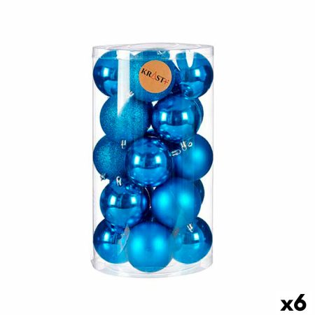 Set di palline di Natale Azzurro Plastica 8 x 9 x 8 cm (6 Unità) Made in Italy Global Shipping