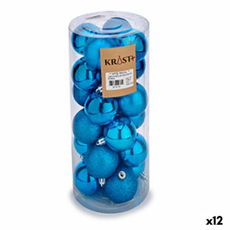 Set di palline di Natale Azzurro Plastica 5 x 6 x 5 cm (12 Unità) Made in Italy Global Shipping
