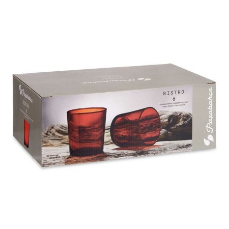 Set di Bicchieri Bistro Rosso Vetro 380 ml (4 Unità)