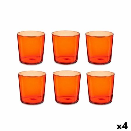 Set di Bicchieri Bistro Rosso Vetro 380 ml (4 Unità)