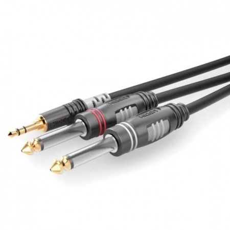 Sommer Cable HBA-3S62-0090 Jack Audio Cavo [1x Spina jack da 3.5 mm - 2x Spina jack da 6.3 mm (mono)] 0.90 m Nero